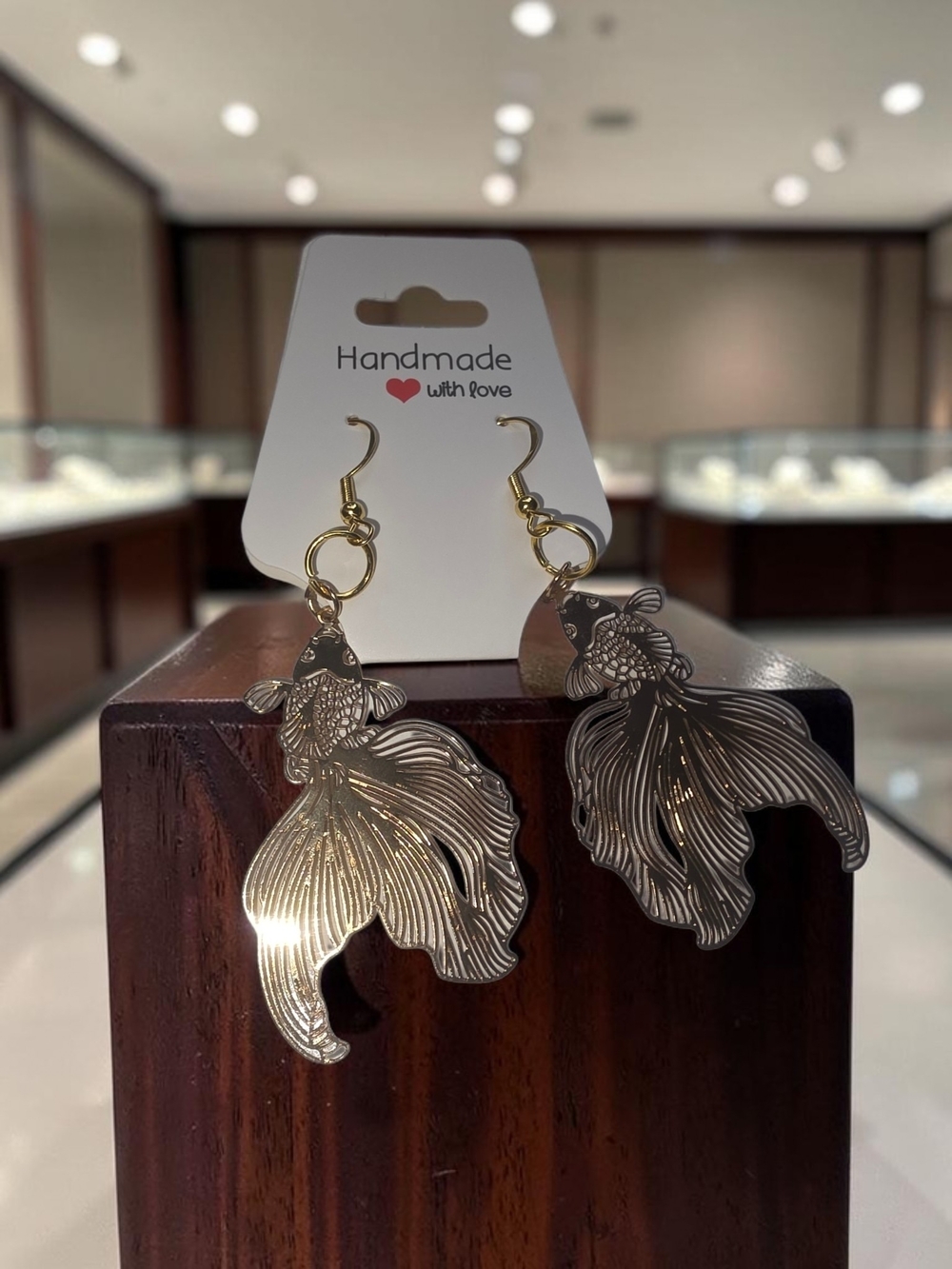 Handmade Gold Fish Dangle Earrings - Elegant Women’s Jewelry